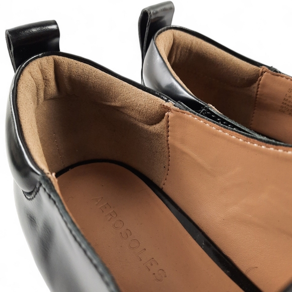 AEROSOLE Menswear Inspired Womens Black Glossy Leather Loafer Minimalist 9.5 - Picture 10 of 13